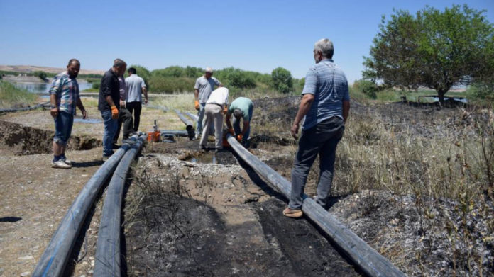 Des mercenaires djihadistes au service de la Turquie ont mis le feu mercredi dans des terrains agricoles, puis incendié des conduites d’eaux dans l’ouest du canton de Kobanê.