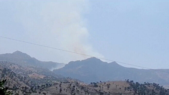 Un incendie de forêt embrase le mont Cûdî. En raison des zones militaires interdites, l'incendie ne peut pas être arrêté