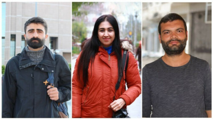 urnalistes, Mehmet Aslan, Esra Solin Dal de l'agence Mezopotamya (MA), ainsi que Erdoğan Alayumat, journaliste indépendant, ont été arrêtés chez eux le 23 avril.