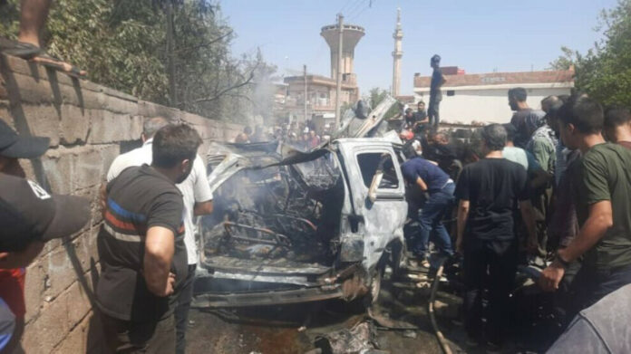 une frappe aérienne menée par un drone armé a coûté la vie à deux civils aujourd'hui à Qamishlo.