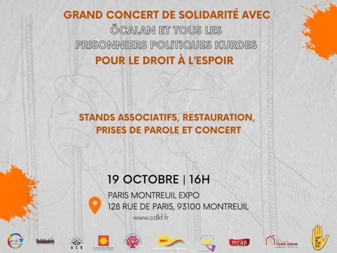 Un concert de solidarité sera organisé prochainement en soutien à Abdullah Öcalan, leader kurde emprisonné, ainsi qu'à tous les prisonniers politiques kurdes détenus en Turquie. Cet événement vise à mobiliser le public autour de la cause kurde et à dénoncer les violations des droits humains sous le régime du président turc Recep Tayyip Erdogan.